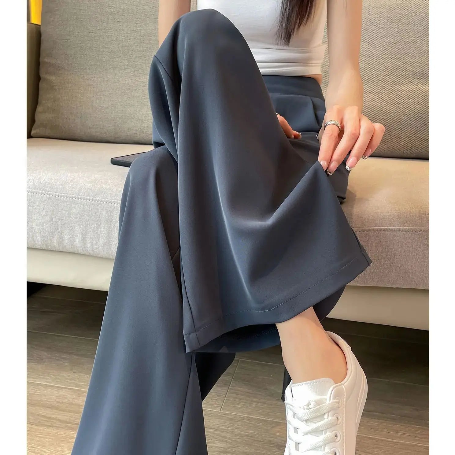 casual pants woman High sense pendant black suit wide leg high Dress