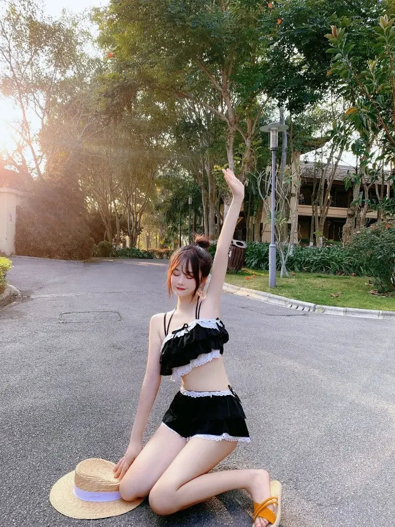 Bikini Sets Women Kawaii Girlish Leisure Beachwear Patchwork Sexy