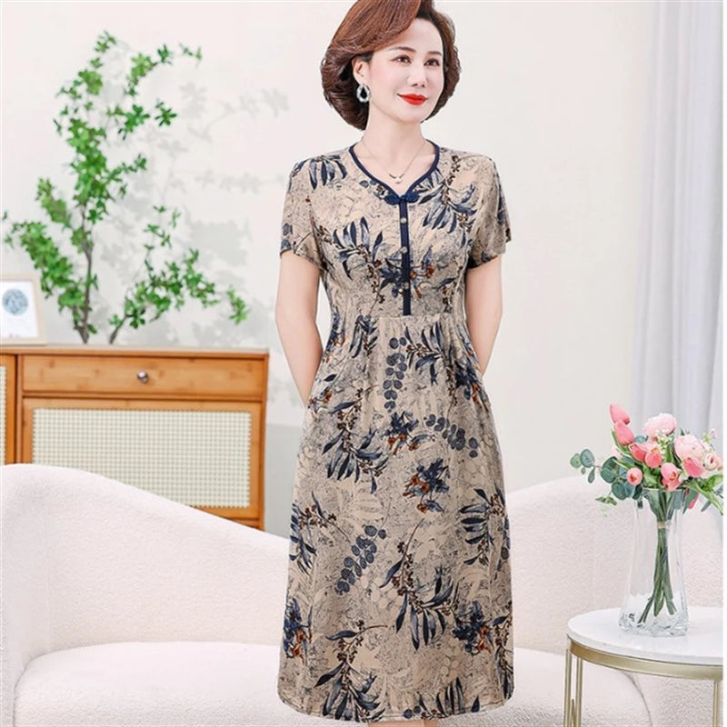 Fashion Casual Summer Dress For Women Floral Printing Fashion