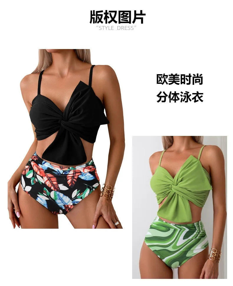 Woman Hot Spring Two Pieces Swimsuit with Briefs Women Sexy Biknis