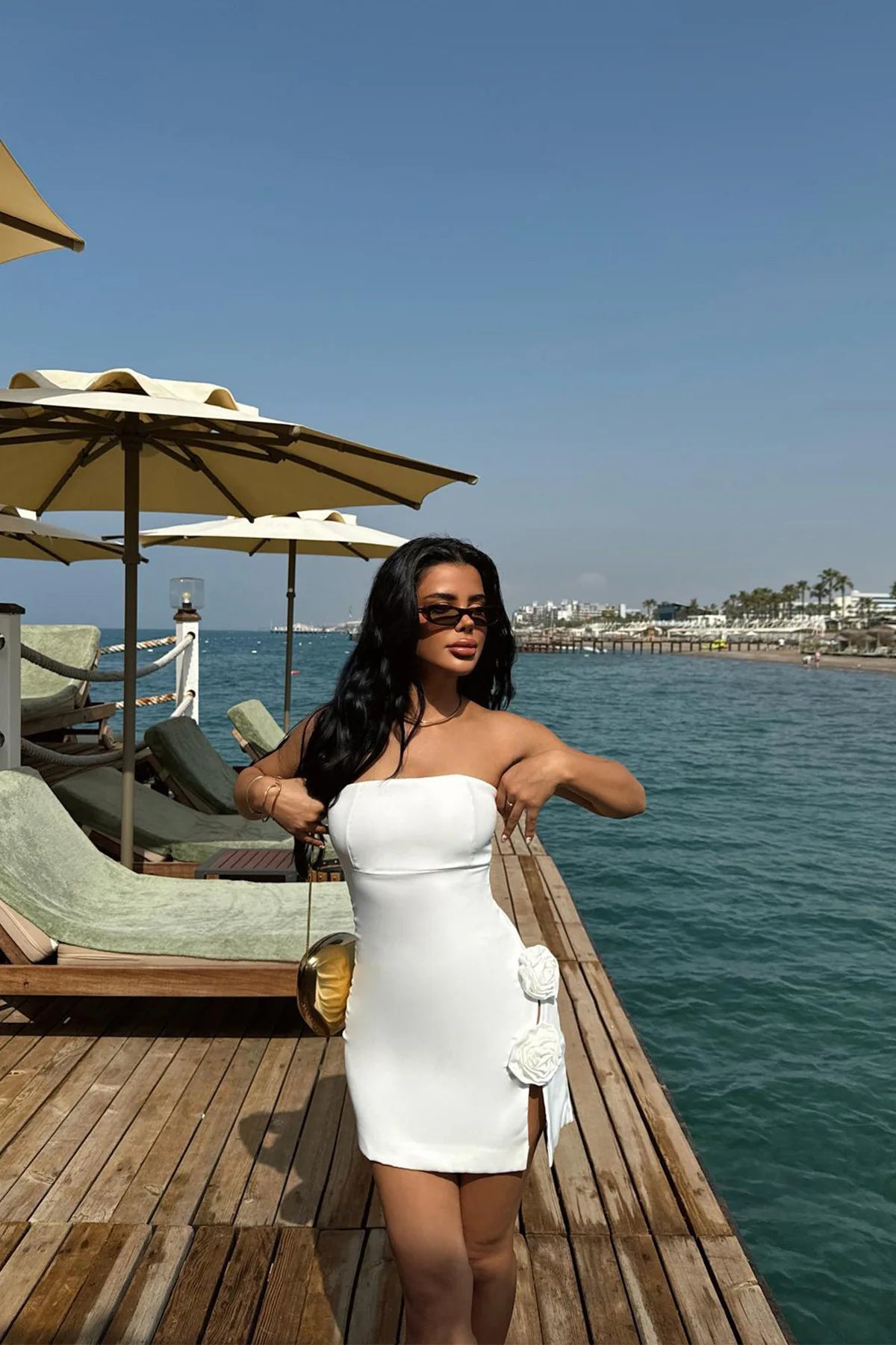 Sexy Slim-Fit Wrap Dress Summer European American Style Side Slit 3D