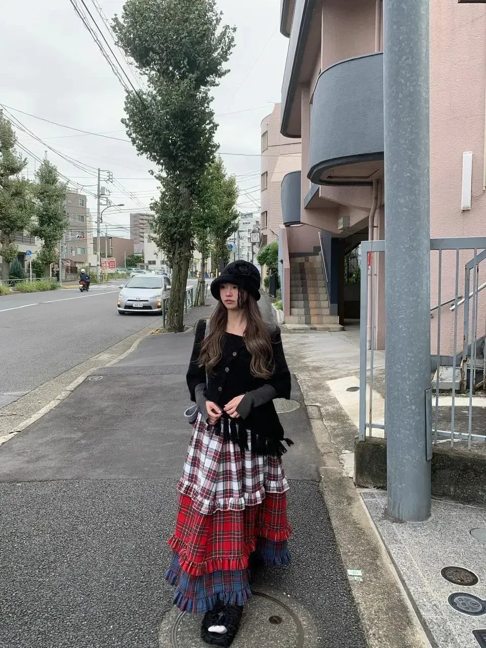 Winter Dresses Christmas Long Skirt Spliced Lace Contrast Colors Fashion