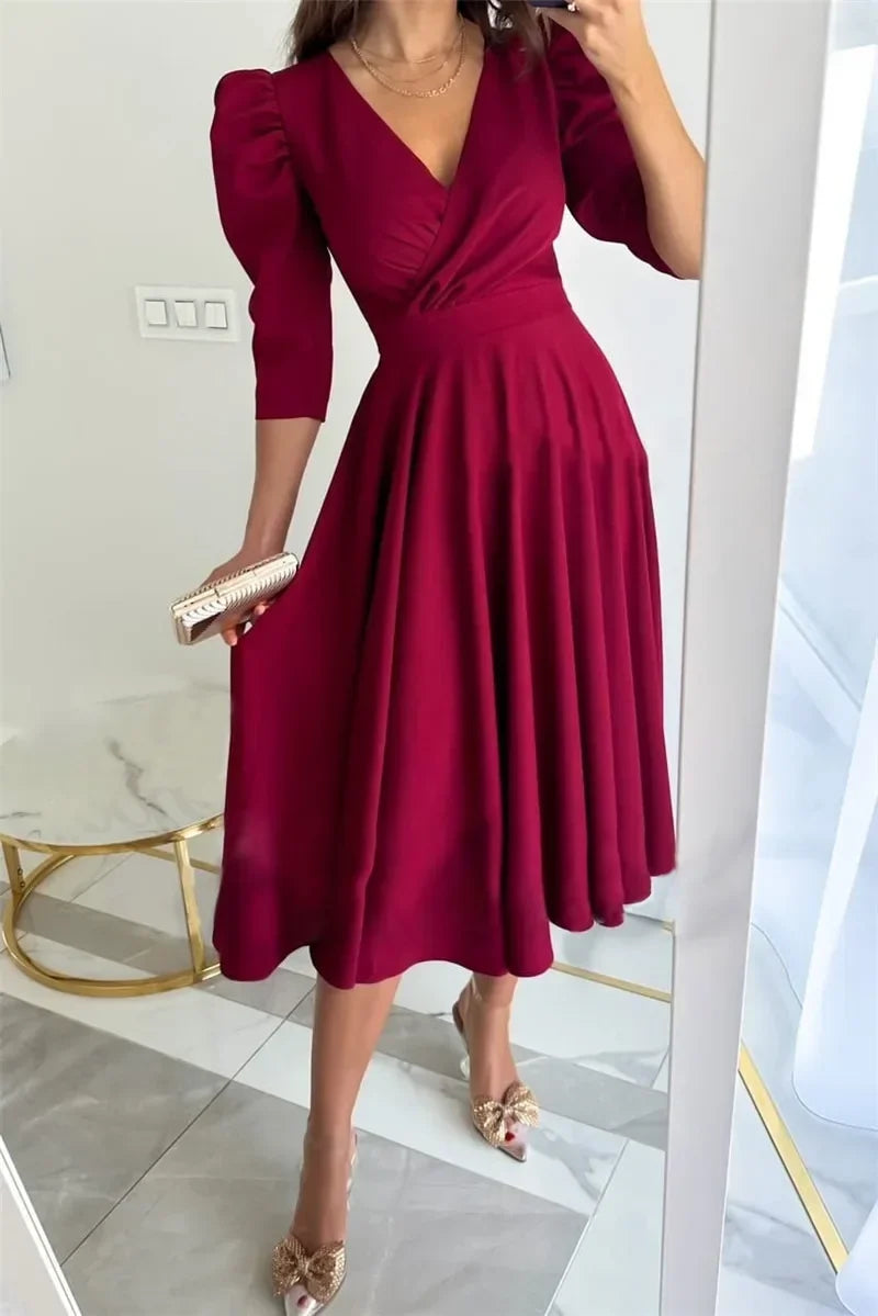 Women Fashion Loose Comfortable Commuting Solid Color Party Casual Dress
