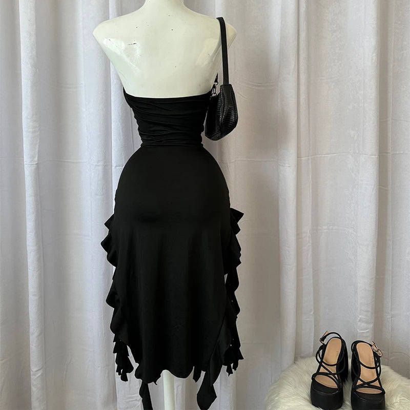 Summer Maxi Women's Dress Vintage Elegant black Fashion