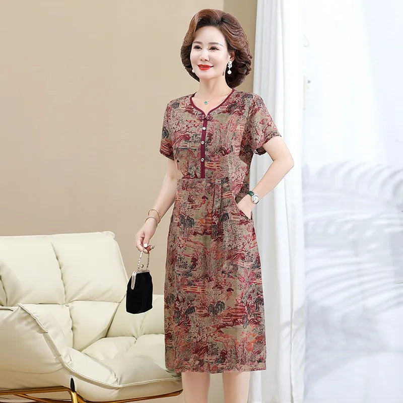 Fashion Casual Summer Dress For Women Floral Printing Fashion