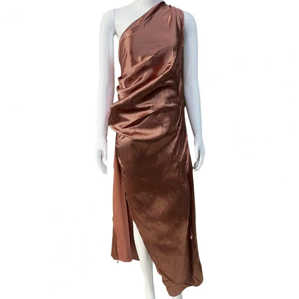 Long Dress Elegant One Shoulder Maxi Dress for Prom Cocktail Parties