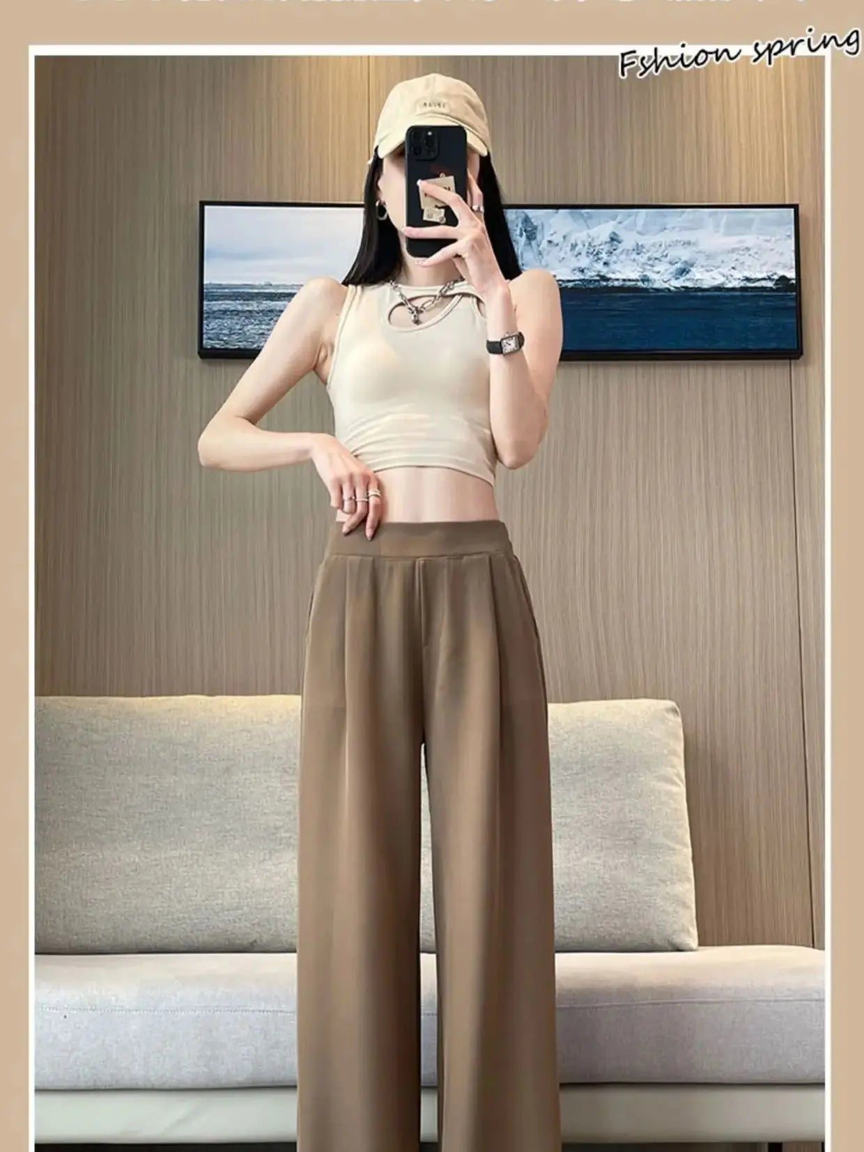 casual pants woman High sense pendant black suit wide leg high Dress