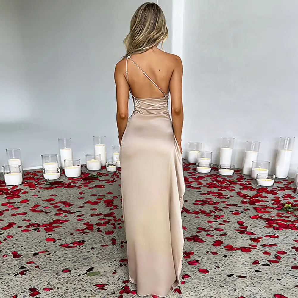 Long Dress Elegant One Shoulder Maxi Dress for Prom Cocktail Parties