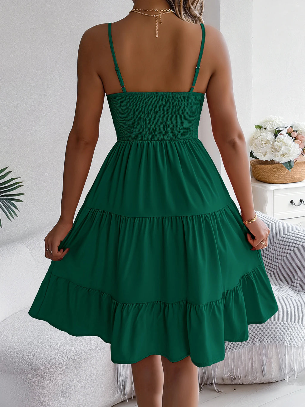 Casual Vacation Ruffled Camisole Dress Spring Summer Women's Solid Dresses for Women