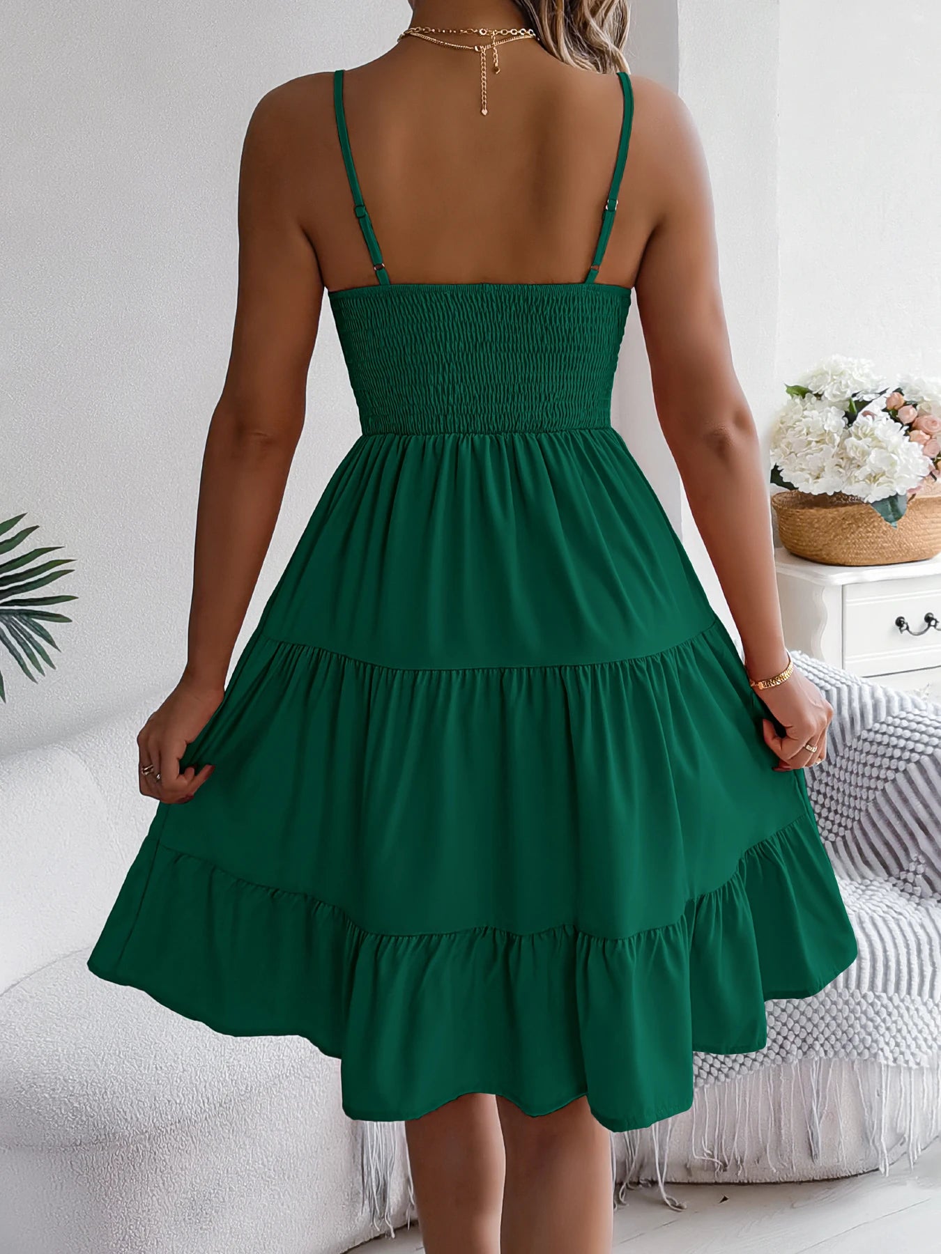 Casual Vacation Ruffled Camisole Dress Spring Summer Women's Solid Dresses for Women