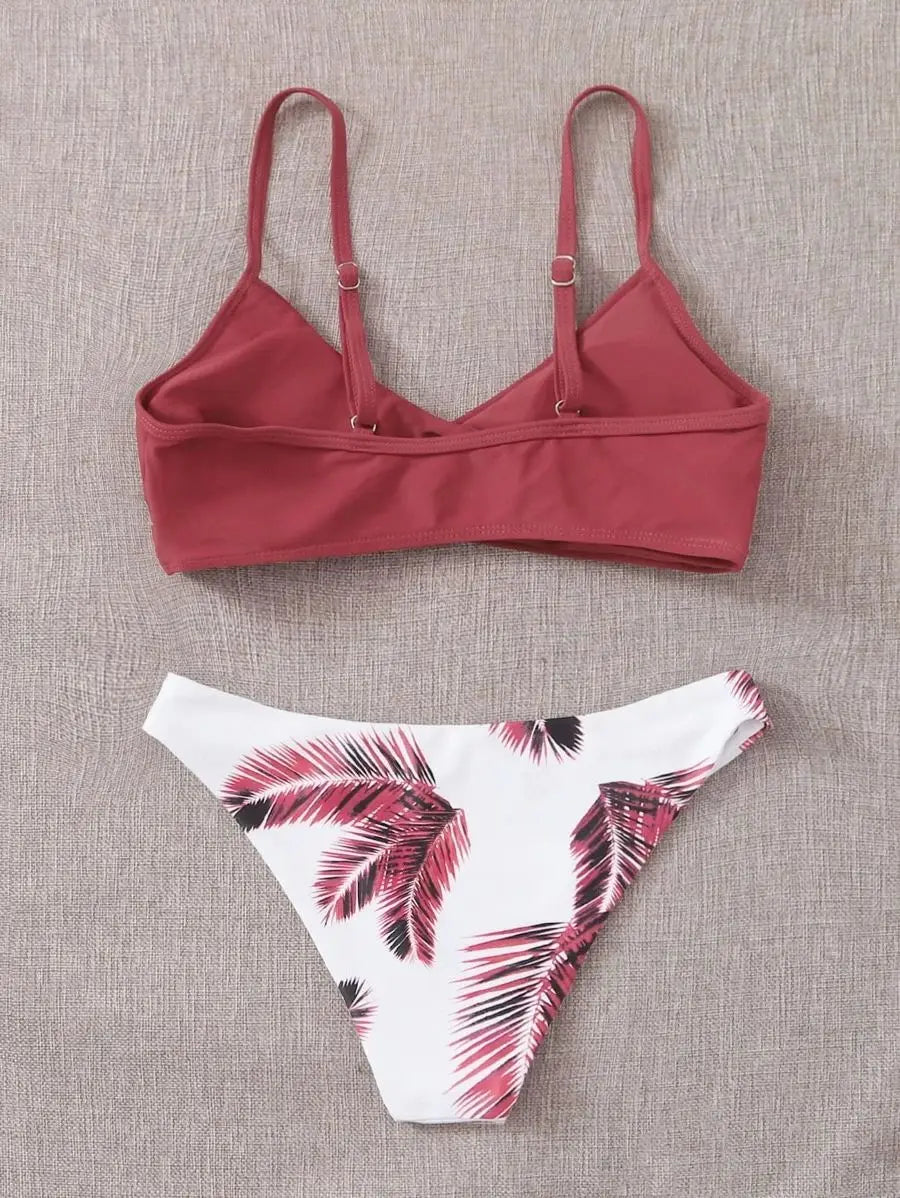 Women Swimwear Floral Random Print Set Push-Up Bikinis
