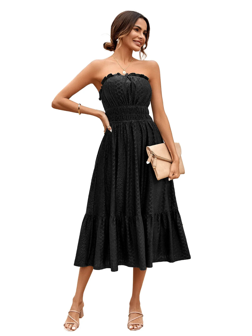 m Dress Women Casual Sleeveless Strapless Fashion Solid Casual Dress