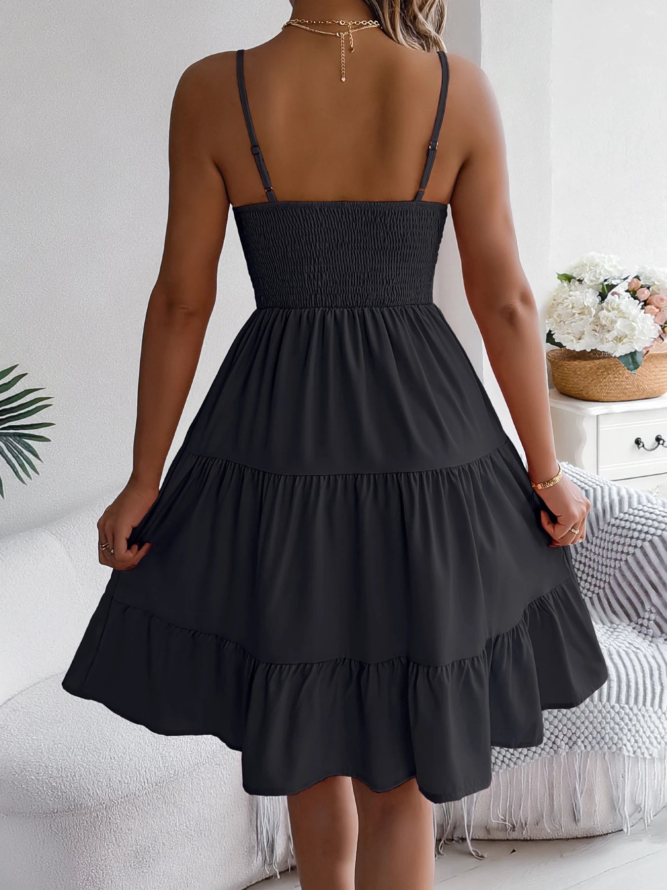 Casual Vacation Ruffled Camisole Dress Spring Summer Women's Solid Dresses for Women