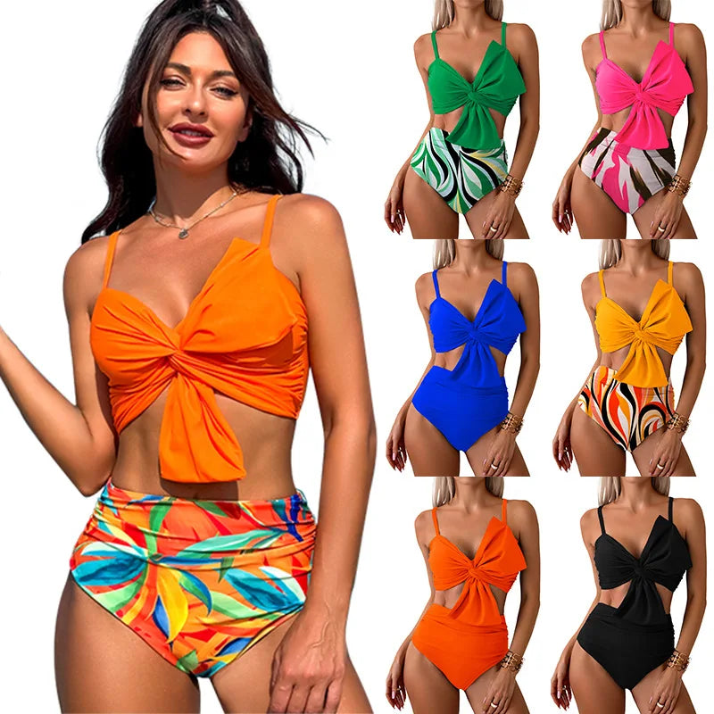 Woman Hot Spring Two Pieces Swimsuit with Briefs Women Sexy Biknis