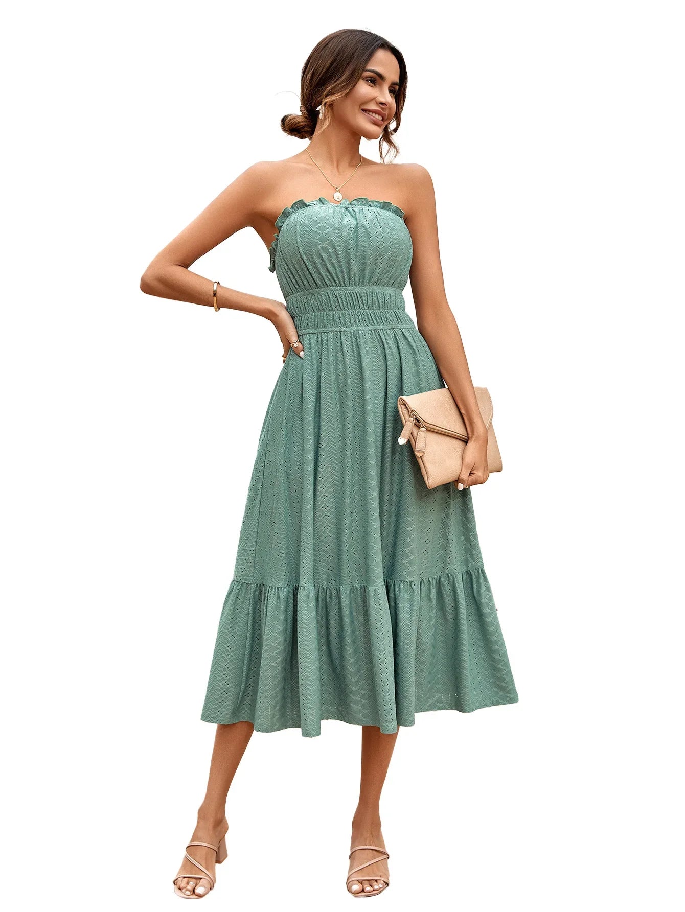 m Dress Women Casual Sleeveless Strapless Fashion Solid Casual Dress