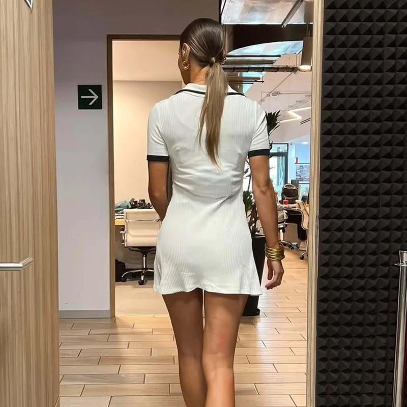 White Women's Dress Formal Knitted Short Dresses for Women