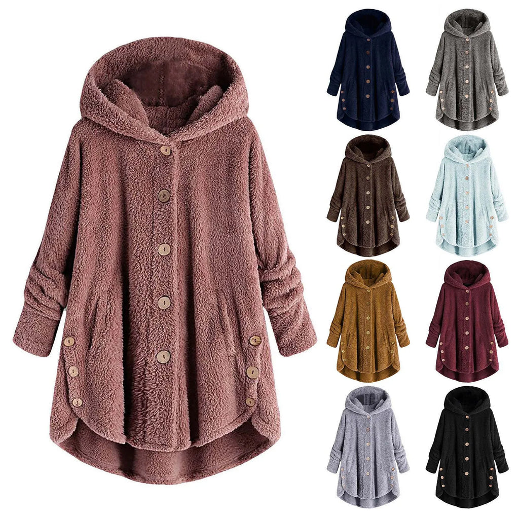 Women Warm Coat Wool Jacket Hooded Jacket New Women's Coats Solid Color Jacket