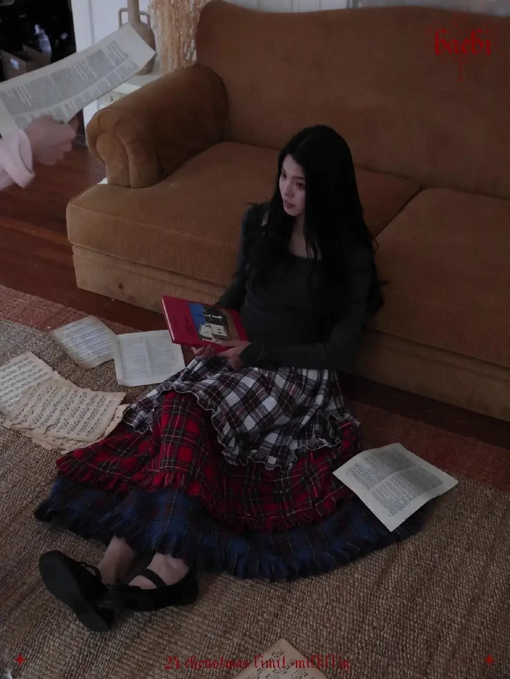 Winter Dresses Christmas Long Skirt Spliced Lace Contrast Colors Fashion