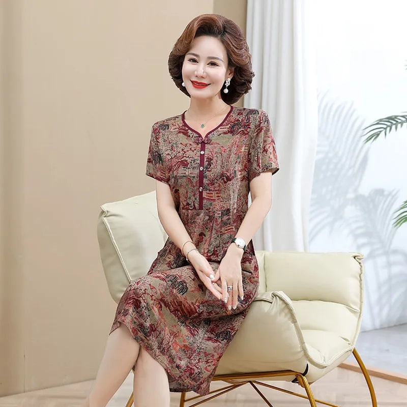 Fashion Casual Summer Dress For Women Floral Printing Fashion
