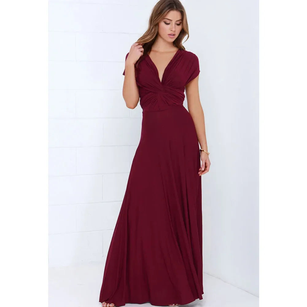 Sexy Women Multiway Wrap Convertible Boho Maxi Club Red Bandage Long Dress