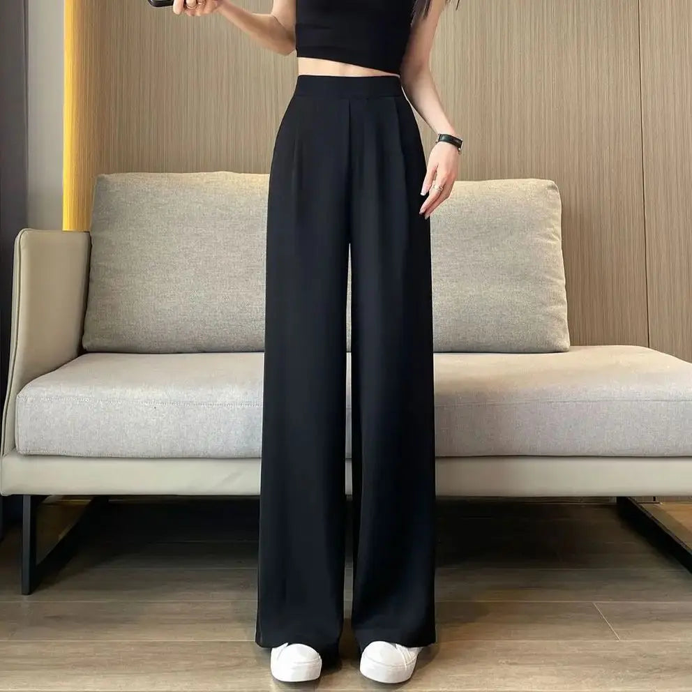 casual pants woman High sense pendant black suit wide leg high Dress