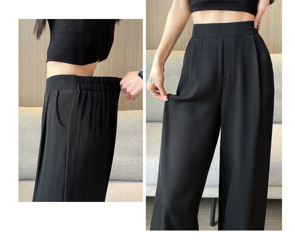 casual pants woman High sense pendant black suit wide leg high Dress