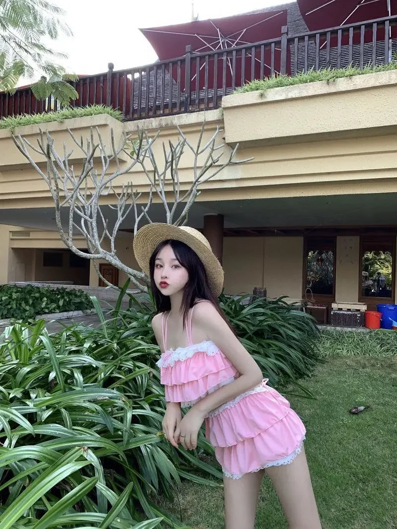 Bikini Sets Women Kawaii Girlish Leisure Beachwear Patchwork Sexy