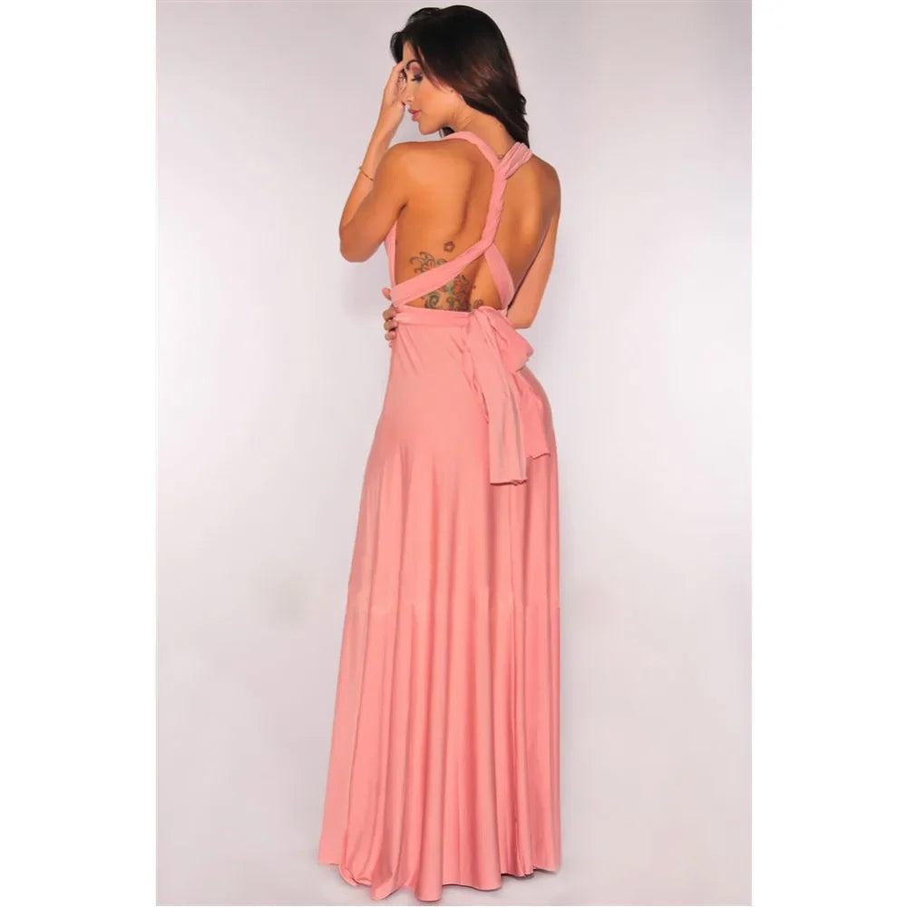 Sexy Women Multiway Wrap Convertible Boho Maxi Club Red Bandage Long Dress