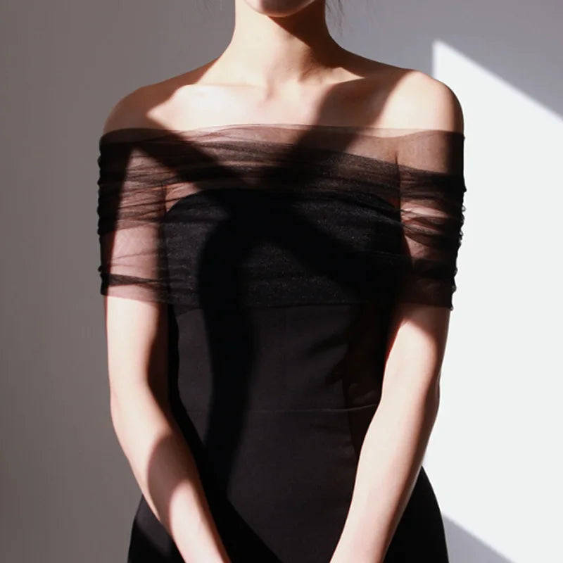 Elegant Soft Tulle Wedding for Women Detachable Shawl Marriage Party Wrap Dress