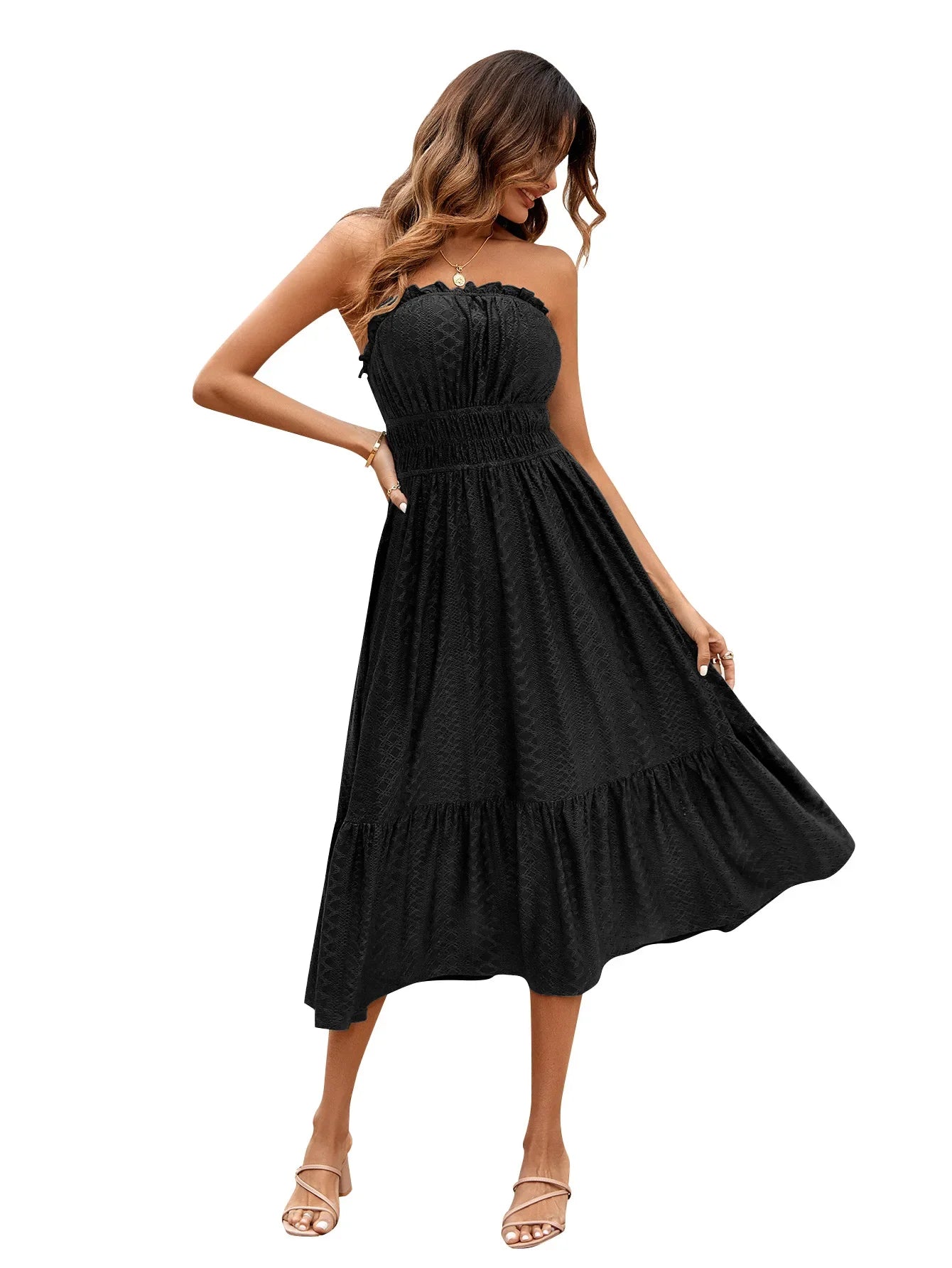 m Dress Women Casual Sleeveless Strapless Fashion Solid Casual Dress