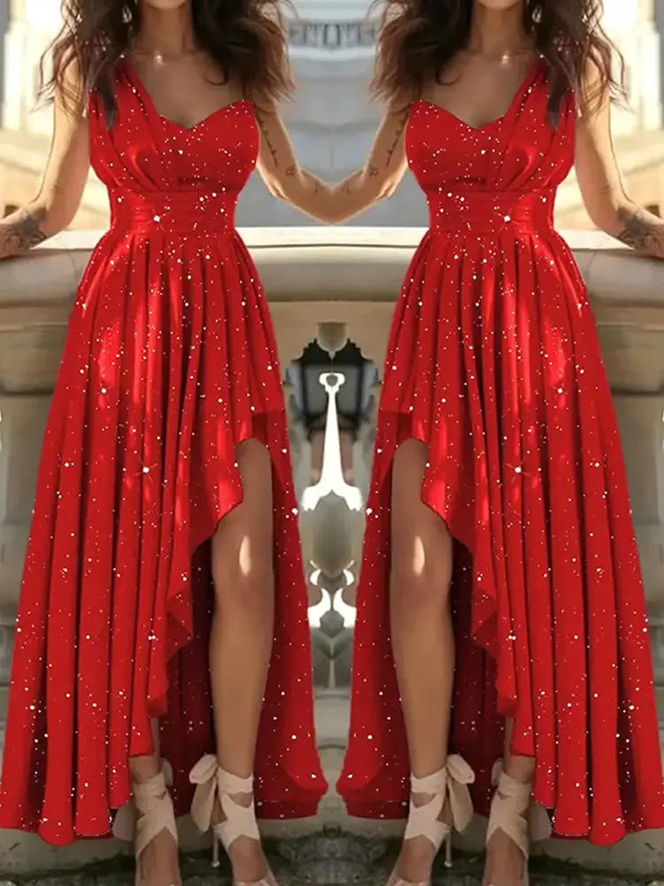Women Evening Dresses Sexy Elegant Red Cocktail Party Chic Gala Graduation Luxury Fashion