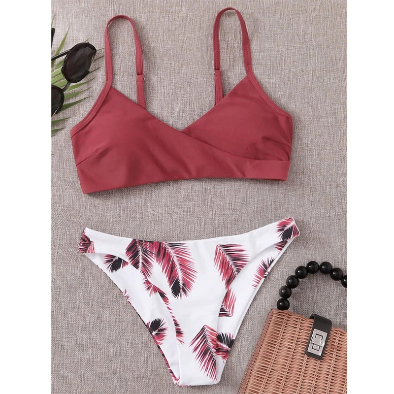 Women Swimwear Floral Random Print Set Push-Up Bikinis
