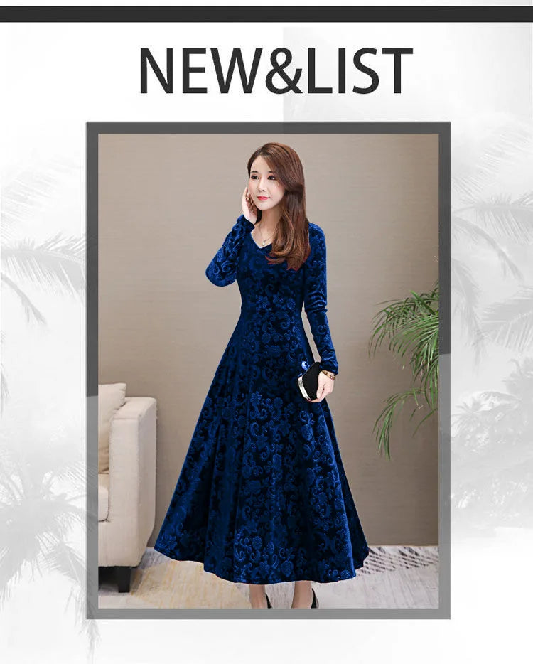 Elegant Velvet Dress Solid Long Sleeve Party Women Sexy V Neck Slim Fit Autumn Fashion Gothic Elbise Vestidos Mujer Femme Winter