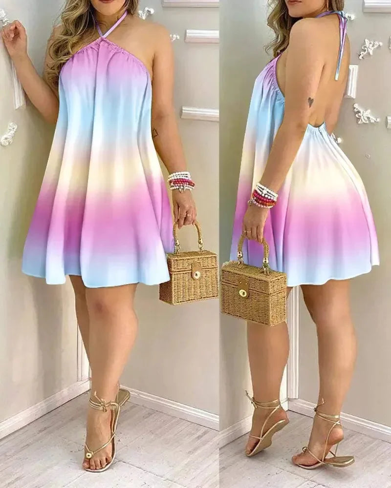 Dresses For Woman  Sexy Sleeveless Backless Short Mini Wrap