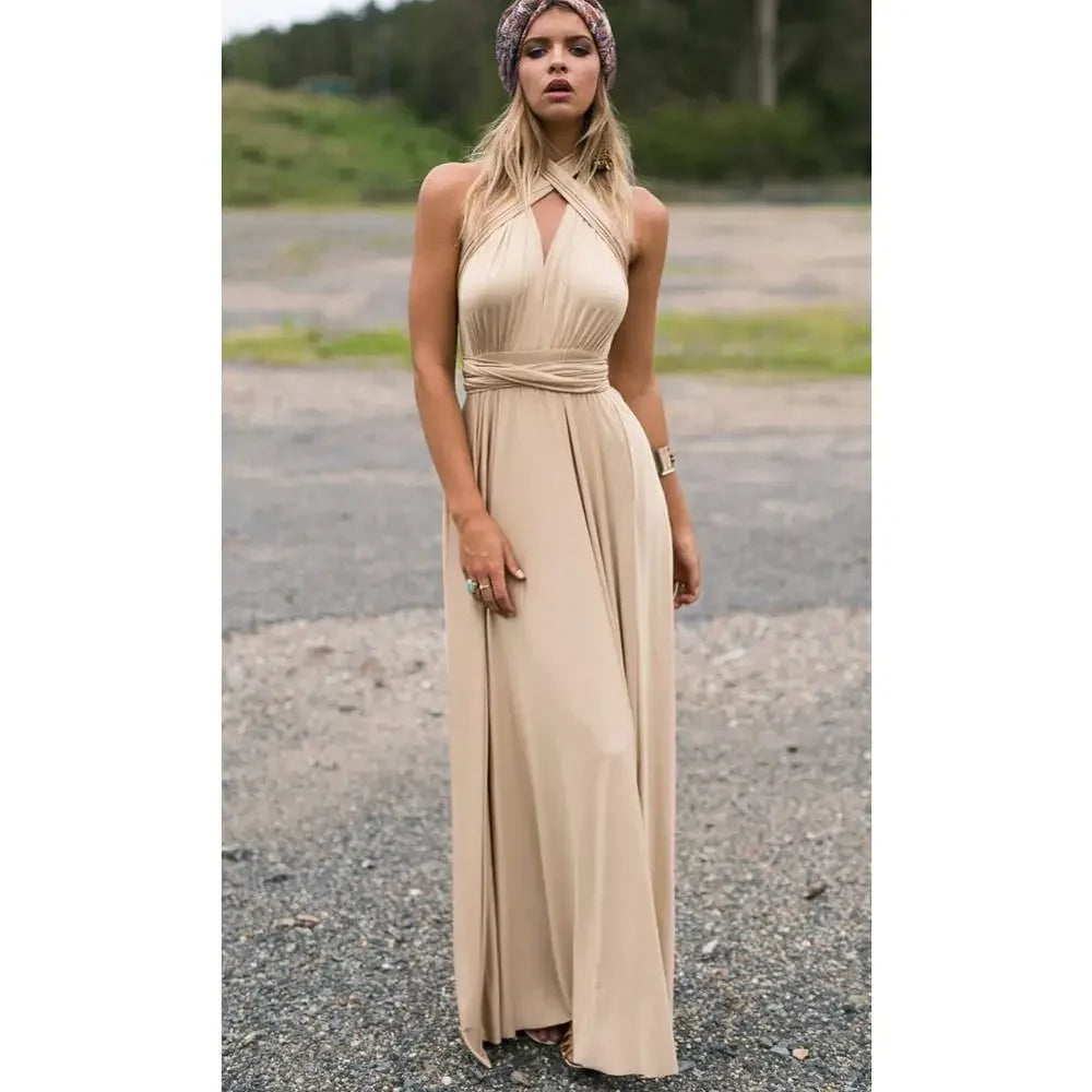 Sexy Women Multiway Wrap Convertible Boho Maxi Club Red Bandage Long Dress