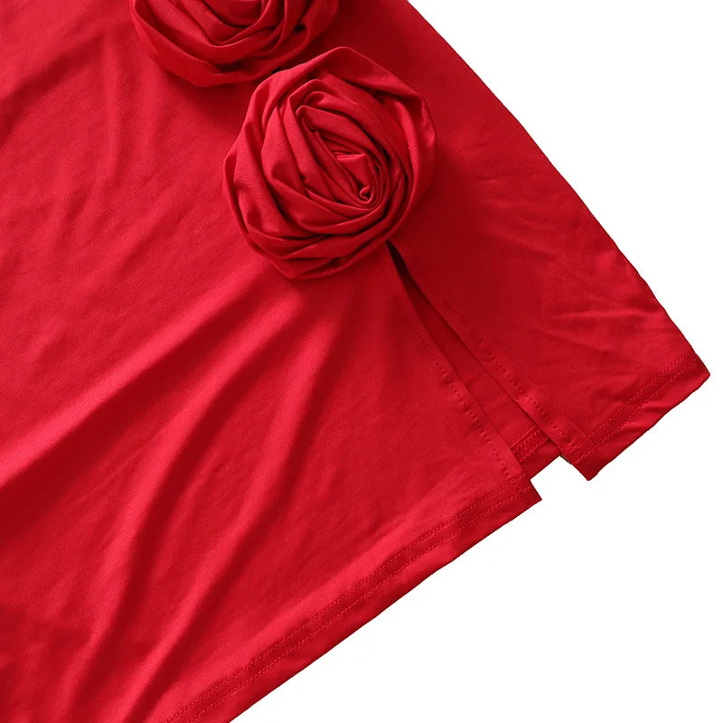 Sexy Slim-Fit Wrap Dress Summer European American Style Side Slit 3D