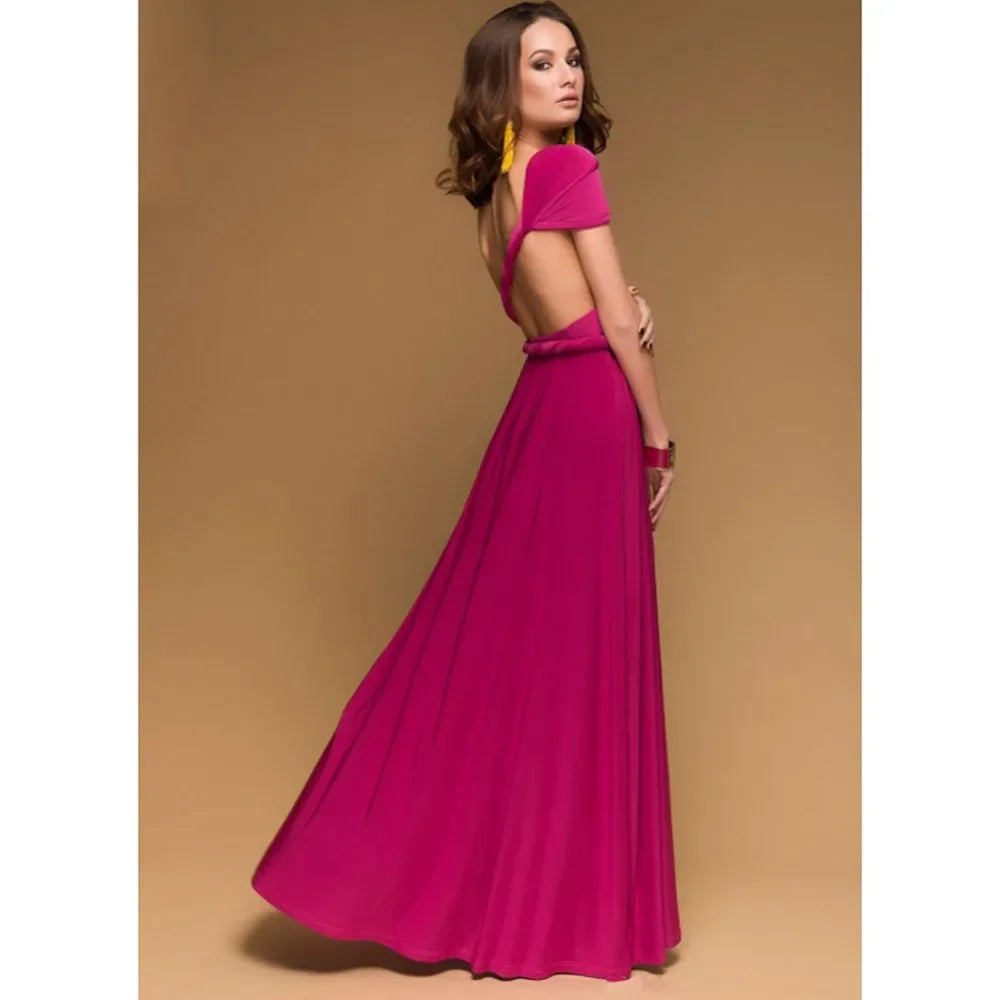 Sexy Women Multiway Wrap Convertible Boho Maxi Club Red Bandage Long Dress