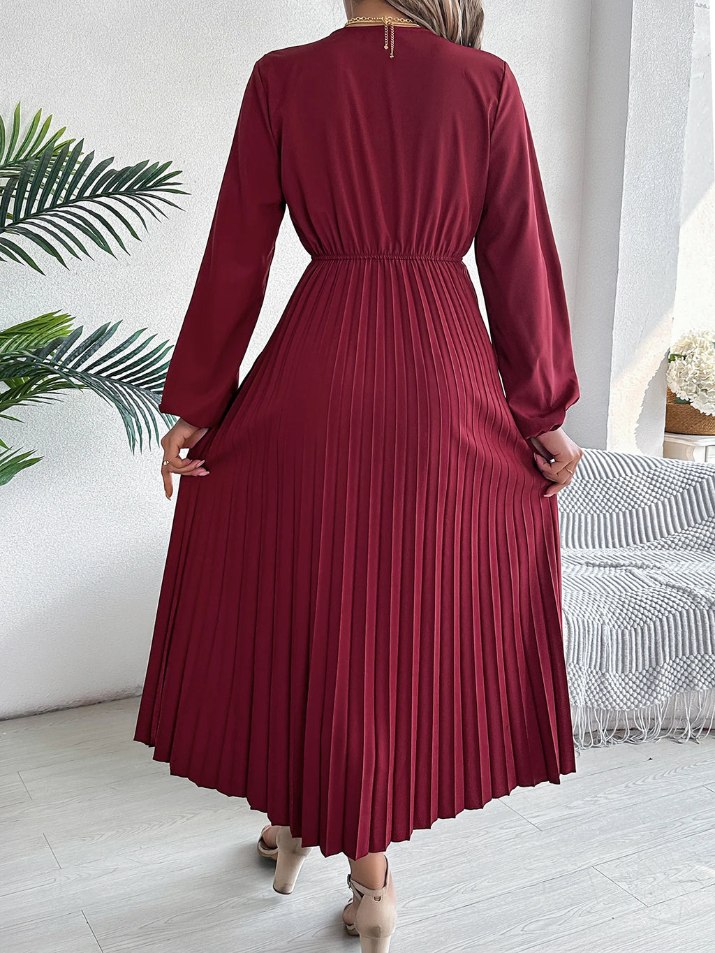Elegant Dresses for Woman High Waist Pleated Dress