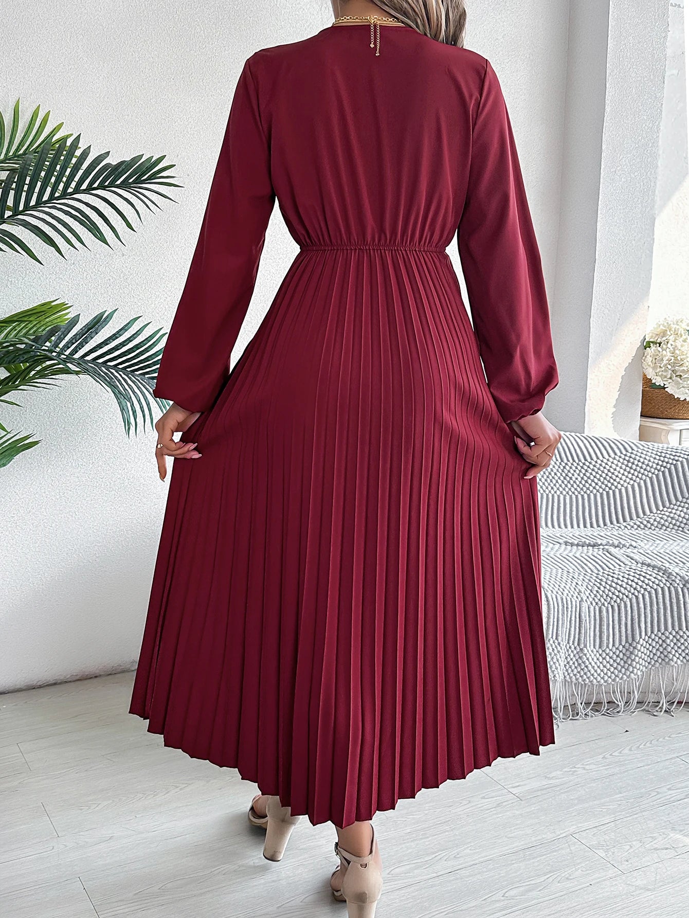 Elegant Dresses for Woman High Waist Pleated Dress