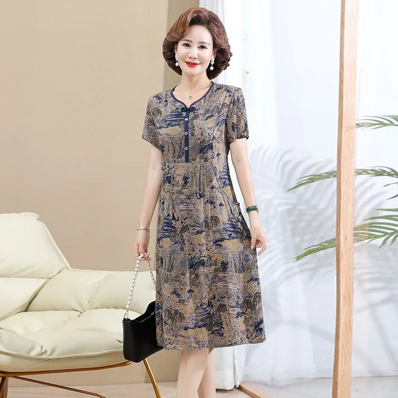 Fashion Casual Summer Dress For Women Floral Printing Fashion