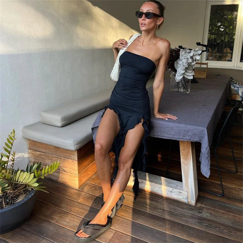 Summer Maxi Women's Dress Vintage Elegant black Fashion