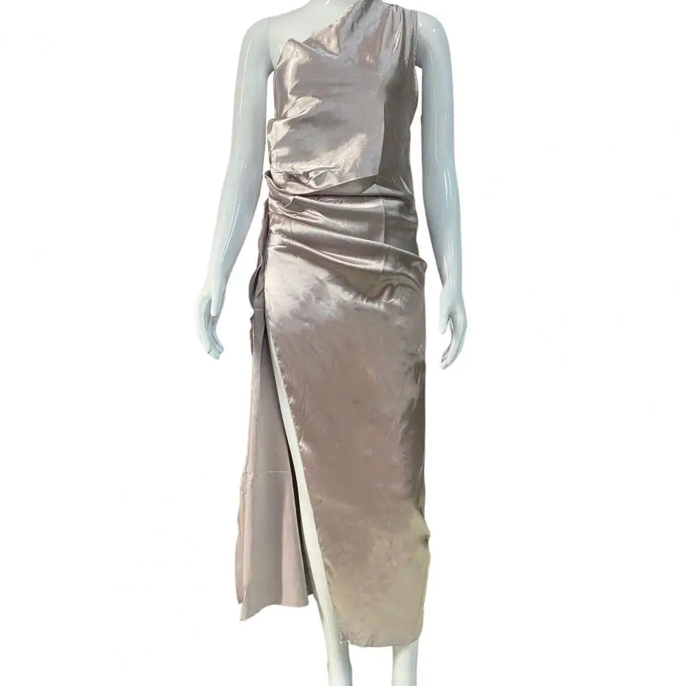 Long Dress Elegant One Shoulder Maxi Dress for Prom Cocktail Parties