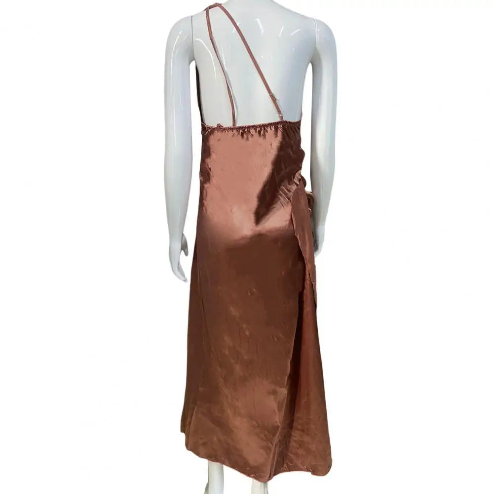 Long Dress Elegant One Shoulder Maxi Dress for Prom Cocktail Parties