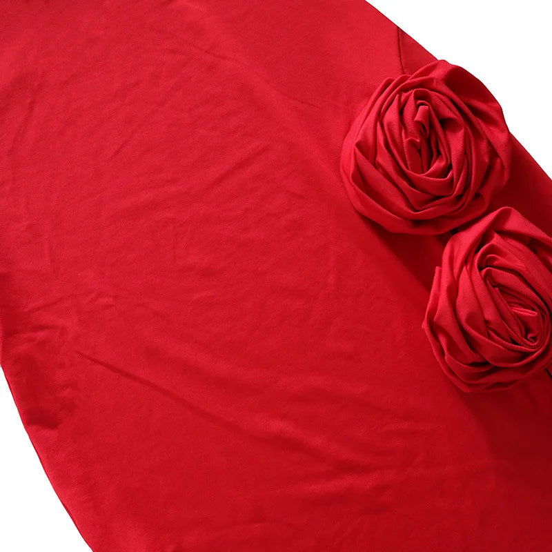 Sexy Slim-Fit Wrap Dress Summer European American Style Side Slit 3D