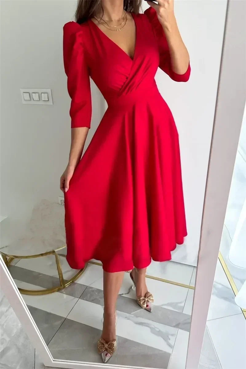 Women Fashion Loose Comfortable Commuting Solid Color Party Casual Dress