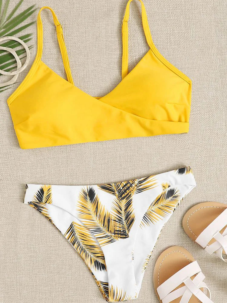 Women Swimwear Floral Random Print Set Push-Up Bikinis