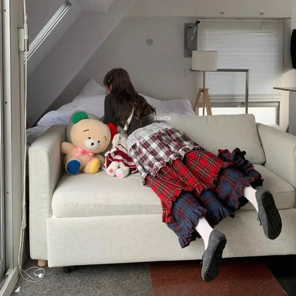 Winter Dresses Christmas Long Skirt Spliced Lace Contrast Colors Fashion