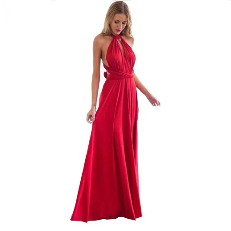 Sexy Women Multiway Wrap Convertible Boho Maxi Club Red Bandage Long Dress
