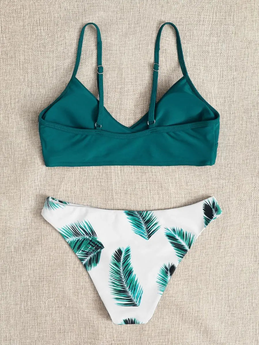 Women Swimwear Floral Random Print Set Push-Up Bikinis