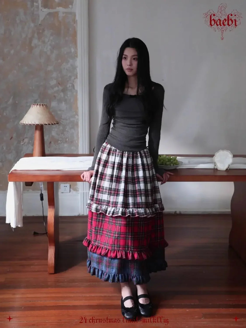 Winter Dresses Christmas Long Skirt Spliced Lace Contrast Colors Fashion